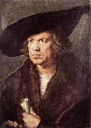 Albrecht Durer Portrait of a Man with Baret and Scroll oil on canvas